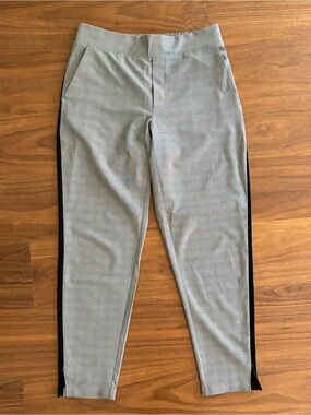 Athleta Gray Plaid Chinos with Black Side Stripe